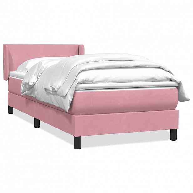 vidaXL Box spring postel s matrací růžová 80x220 cm samet