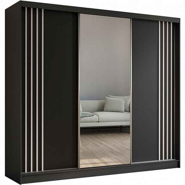 Beautysofa SKŘÍŇ s posuvnými dveřmi Nela 240/216/61 černá se zásuvkami
