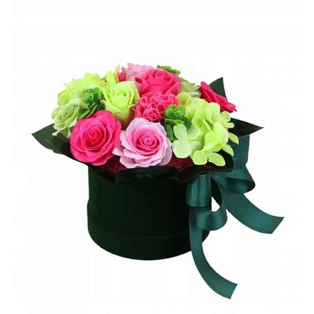 Flowerbox Mýdlové květiny ve velurové krabičce Dárek Kytice