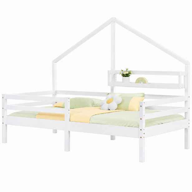 CHICFURN DĚTSKÁ POSTEL 90/200 cm v bílé barvě s policí