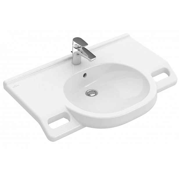Villeroy & Boch ViCare - Umyvadlo Vita 80x55 cm, s přepadem, otvor pro baterii, AntiBac, CeramicPlus, alpská bílá 412080T2
