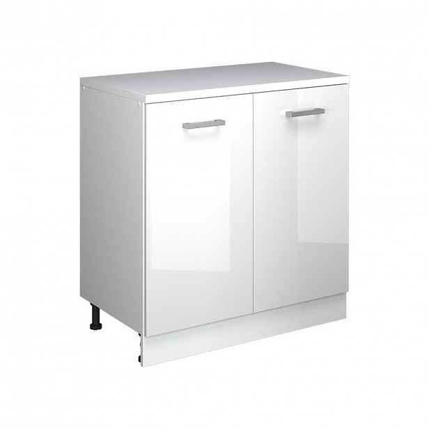 Vicco KUCHYŇSKÁ SKŘÍŇKA POD ŠIKMOU STŘECHU R-Line, Bílá vysoký lesk, 80 cm bez šikminy se 2 dveřmi
