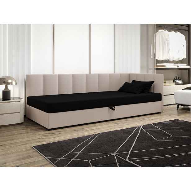 Jednolůžková postel 90x195 MANKA PLUS 1 - černá / ecru