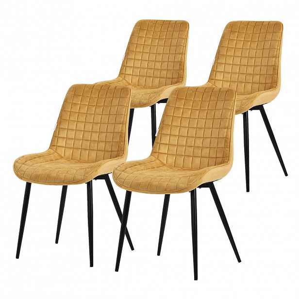 ML-DESIGN JÍDELNÍŽIDLA, SADA 4 KS, hořčičně žlutý samet