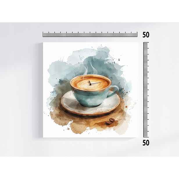 Obraz Na Plátně Canvas Grafika Šálek Káva Hodiny Kavárna Cafe 50x50
