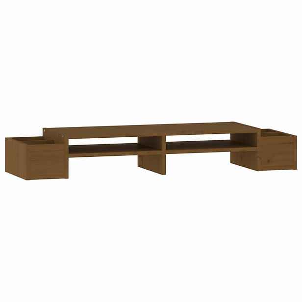 vidaXL Stojan na monitor medově hnědý 100x27,5x15 cm masivní borovice