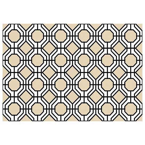 Vliesová fototapeta Geometrické osmiúhelníky béžovo-černé 416x254 lepidlo