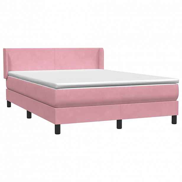 vidaXL Box spring postel s matrací růžová 140x220 cm samet