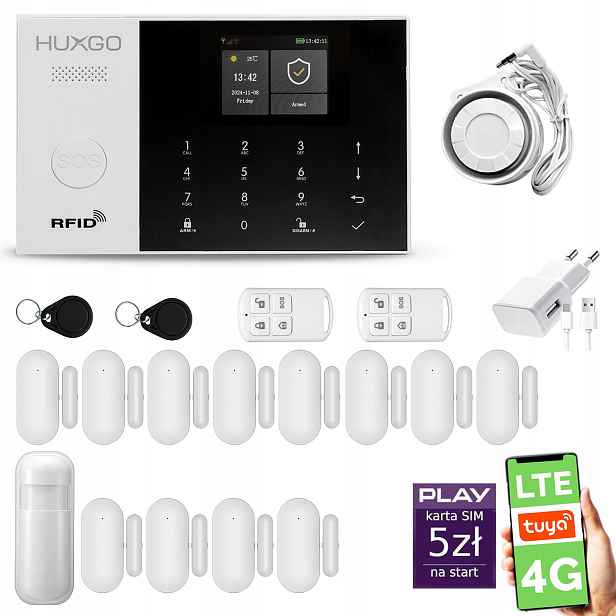 Bezdrátový alarm WiFi Gsm 4G, Tuya alarmová sada Huxgo HXA005 D12PS