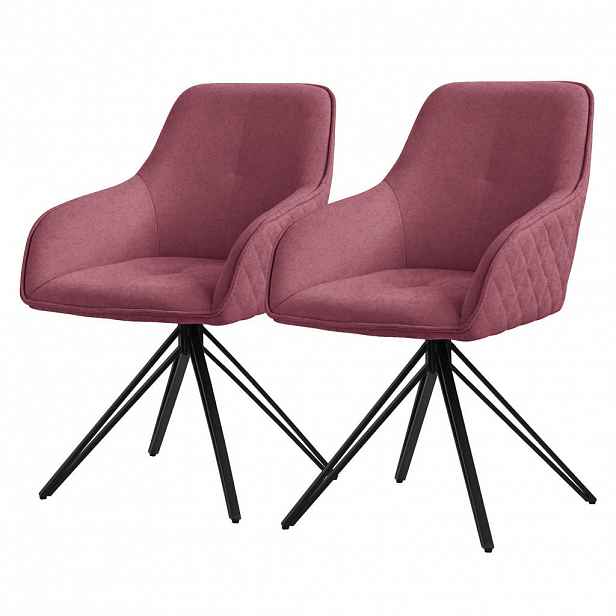 ML-DESIGN JÍDELNÍ ŽIDLE, sada 2 ks, otočná, starorůžová tkanina