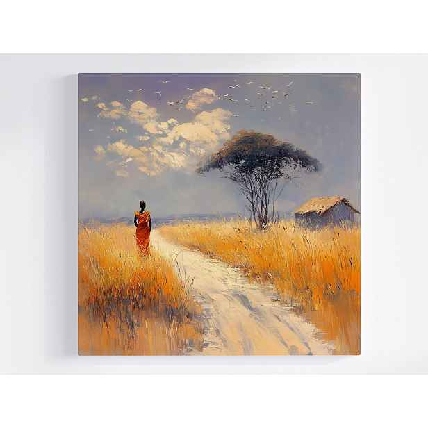 Obraz Na Plátně Canvas Olej Krajina Afrika Savana Žena 50x50