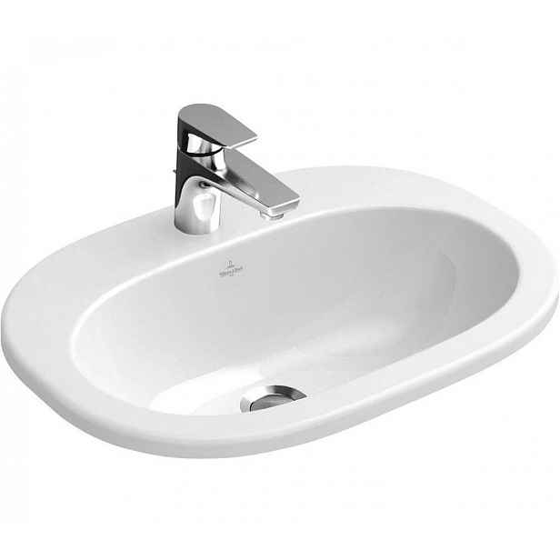 Villeroy & Boch O.novo - Umyvadlo zápustné 56x41 cm, bez přepadu, otvor pro baterii, CeramicPlus, alpská bílá 416157R1