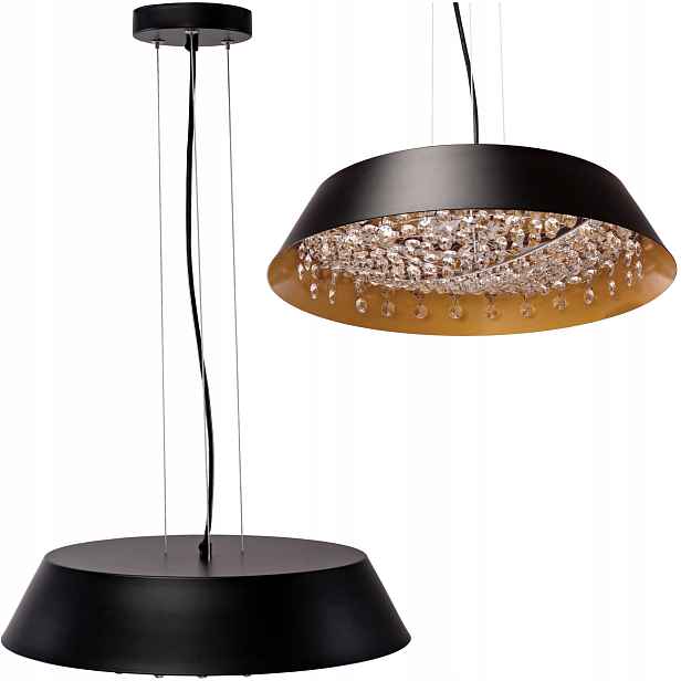 Závěsná Lampa Kovová Kulatá Křišťálová Led