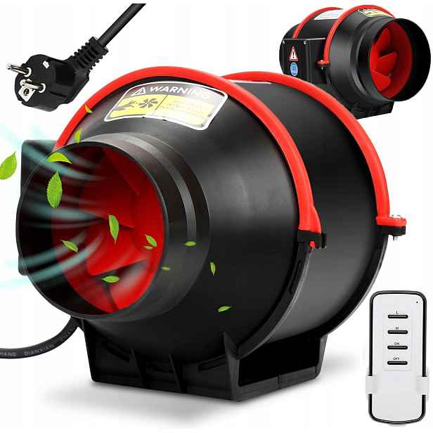 Kanálový Ventilátor 100 mm 310 m³/h 2 Rychlostní Stupně 40 W Tichý Trubkový Černý Pilot