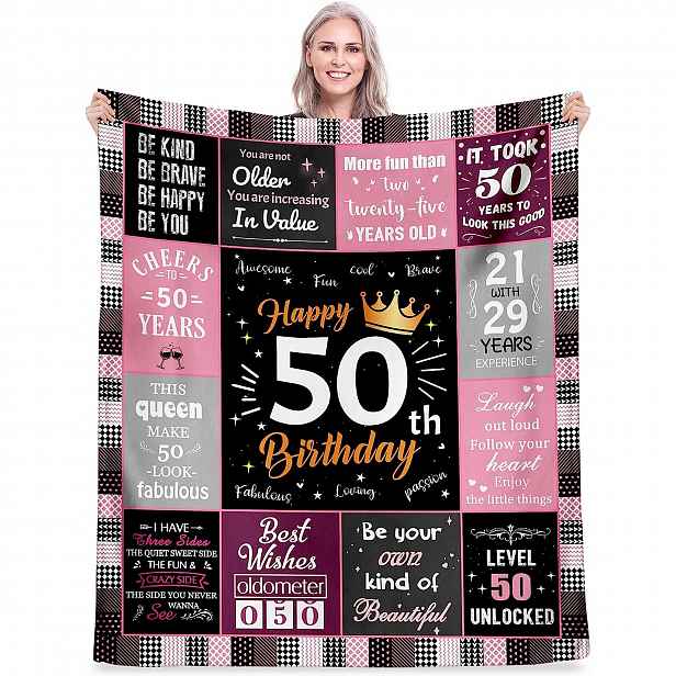 TEMU Okouzlující Fleecová Přikrývka k 50. Narozeninám 50" x 60" - Unikátní & Vtipná Dekorace pro Ženy, Perfektní Dárek pro Maminku, Manželku, Sestru,