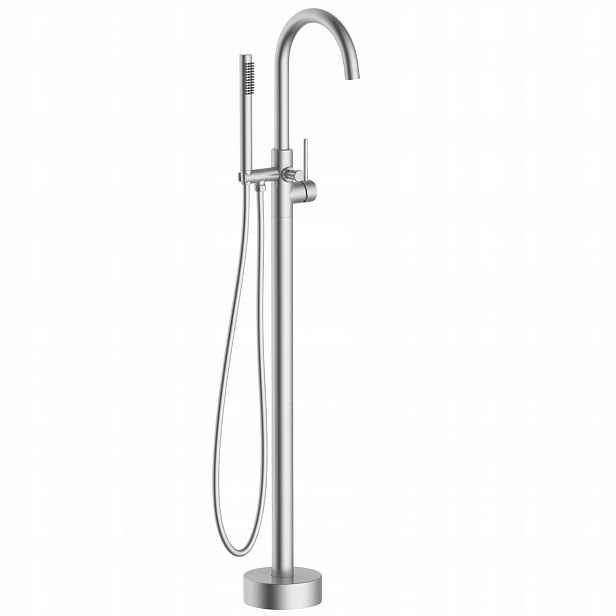 Volně Stojící Podlahová Vanová Baterie Inox Kartáčovaný Komplet
