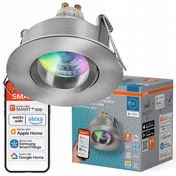 Led koupelnové podomítkové svítidlo GU10 Cct Rgb IP65 Smart WiFi Matter Osram