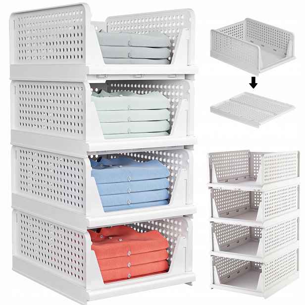 Sada 4 Ks Skládacích Organizérů Do Skříně Se Zásuvkami 43x33x18