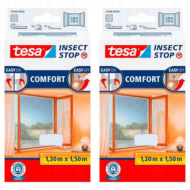 Tesa Moskytiéra okenní síť na suchý zip bílá 1,3 x 1,5 m x2