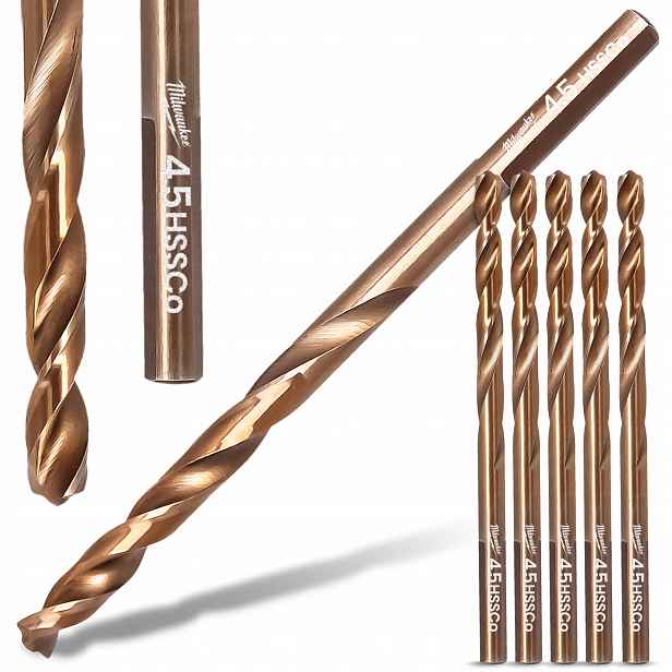 5x Vrtáky do kovu s kobaltem 4,5 mm Nerezová ocel Litina Hss-g Milwaukee