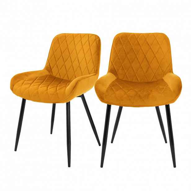 ML-DESIGN JÍDELNÍ ŽIDLE, sada 2 ks, hořčičně žlutý samet