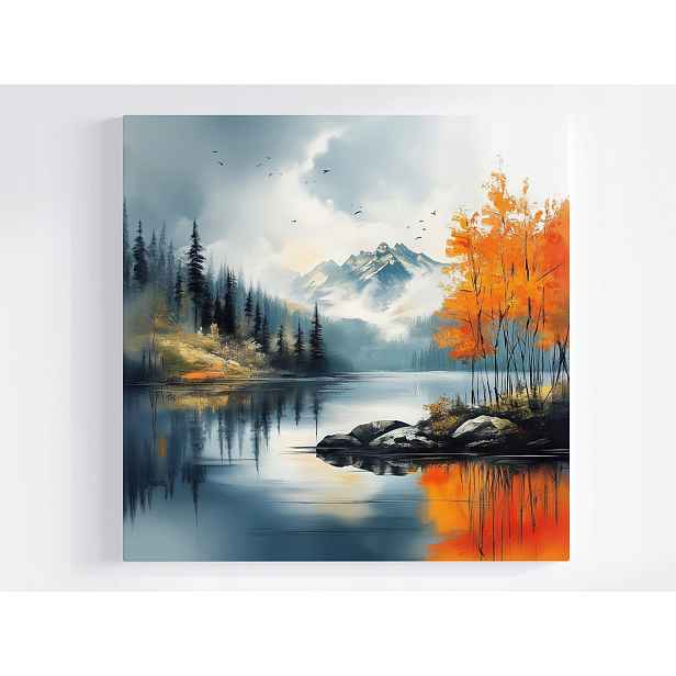 Obraz Na Plátně Canvas Krajina Kanada Hory Les Jezero Fiord Podzim 50x50