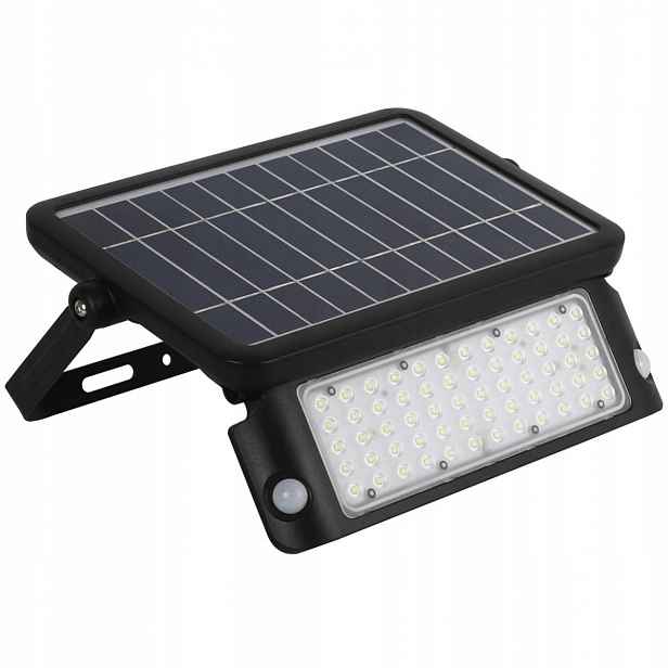Solární Lampa Led Halogenový reflektor Snímač pohybu 10W 4000K Černá Kobi