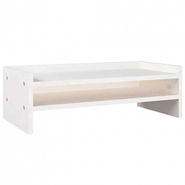 vidaXL Stojan na monitor bílý 50x24x16 cm masivní borové dřevo