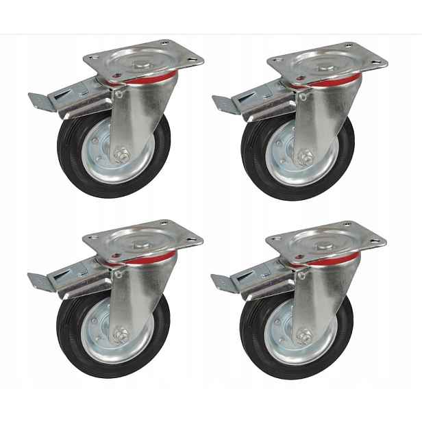 Set 4 Otočných Koleček 125 mm 300 kg na sadu