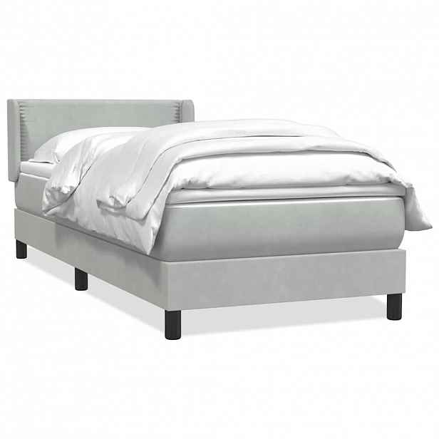 vidaXL Box spring postel s matrací světle šedá 80x210 cm samet