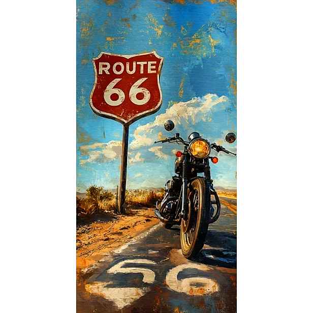 Motocyklový Ručník Route 66 Obrovský Plážový Ručník Pro Motorkáře 90x180