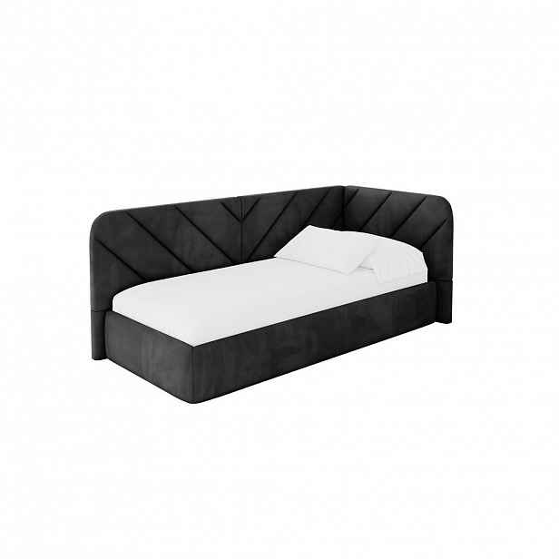 ALTDECOR JEDNOLŮŽKOVÁ POSTEL pro mládež s úložným prostorem, vlevo - FIKY 80x200 černá