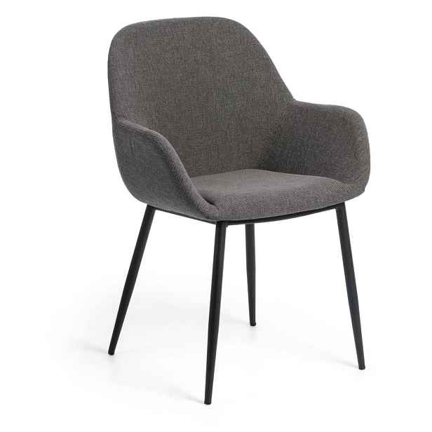 Antracitové čalouněné jídelní křeslo Konna – Kave Home