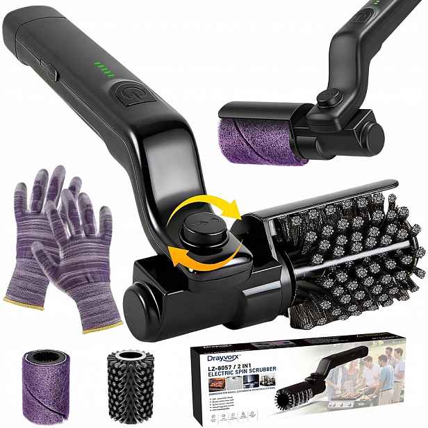 Elektrický kartáč na gril 3 rychlosti 180° otočný 300-450 ot/min