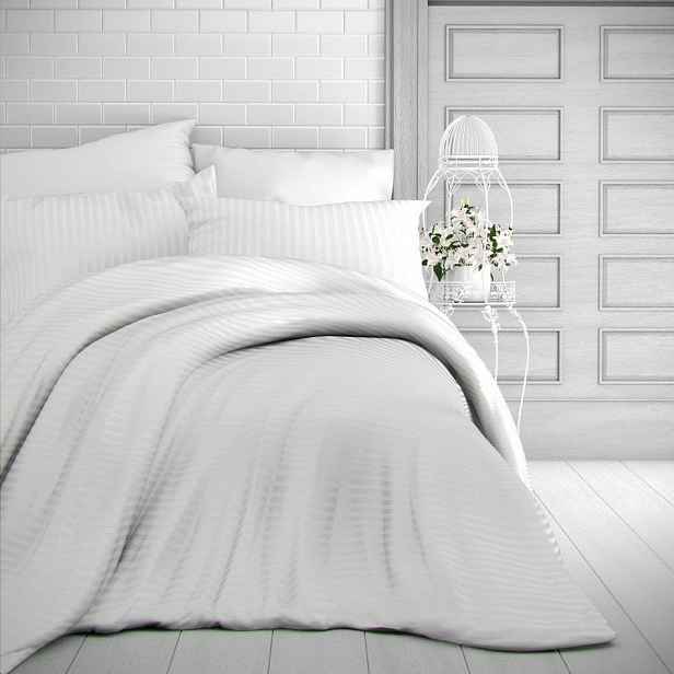 Kvalitex Saténové povlečení Stripe bílá, 140 x 200 cm, 70 x 90 cm