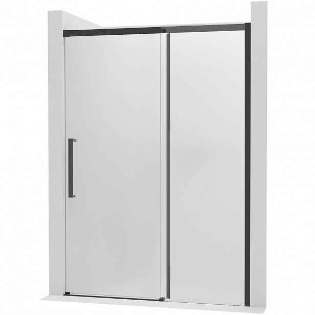 Sprchové posuvné dveře Lantono - pravá - 8 mm - Soft-Close - černá matná, mléčné sklo - 170x195 cm