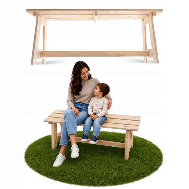 Zahradní Lavice Dřevěná Parková Bez Opěradla 119 CM Lavička Na Terasu Masivní