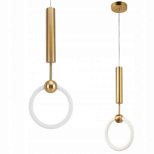 Závěsné Stropní Svítidlo Zlatá Bílá Led Bílý Prsten Brush Gold Styl Loft