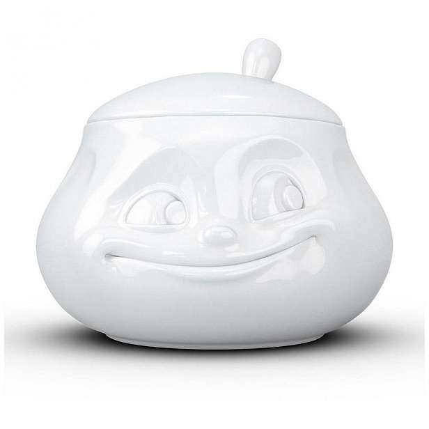 Bílá usměvavá cukřenka z porcelánu 58products