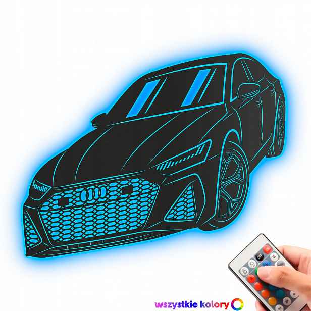 Dřevěný 3D obraz Audi Rs 7 Nástěnná Dekorace Dárek Noční Lampa Led XL