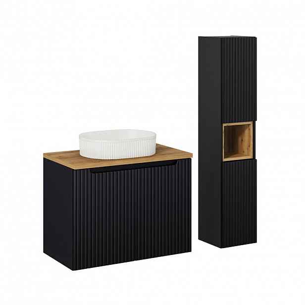 Petits-meubles KOUPELNOVÝ NÁBYTEK 80cm Riva 2er-Set Černá a dřevěná