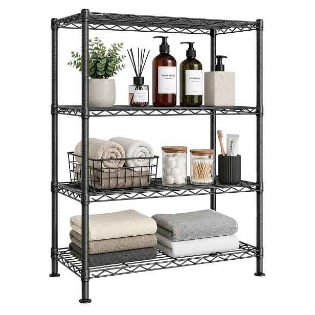 Songmics Kovový sprchový regál 3 úrovně 340 kg 60 x 30 x 77 cm, černý