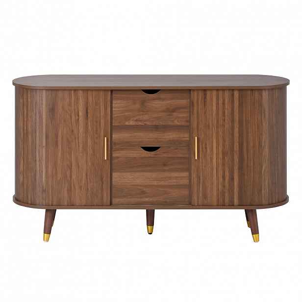 Urban Meuble SIDEBOARD ořech kulatý 140 cm posuvná dvířka zásuvky