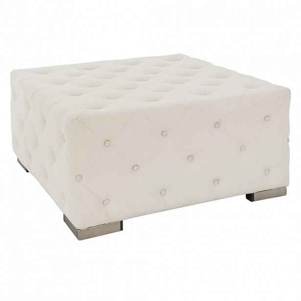 WOMO-DESIGN POUF krémový 90x90x45 cm čtvercový z lnu s kovovými nohami