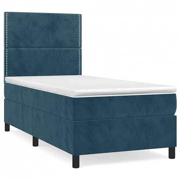 vidaXL Box spring postel s matrací tmavě modrá 100x200 cm samet