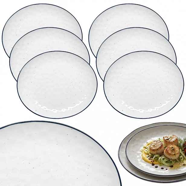 Komplet Talířů 22 cm 6 ks Pebbles dezertní oválný moderní porcelán