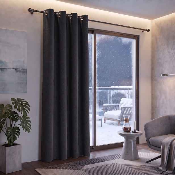 Termoizolační blackout závěs POLAIRE černý 135×260 cm na kroužky
