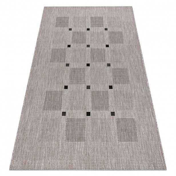 rugsX KOBEREC SIZAL FLOORLUX 20079 čtverce stříbrný / Černá 80/150 cm