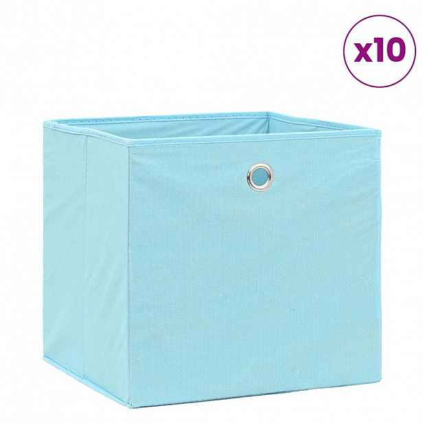 vidaXL Úložné boxy 10 ks netkaná textilie 28 x 28 x 28 cm bledě modré