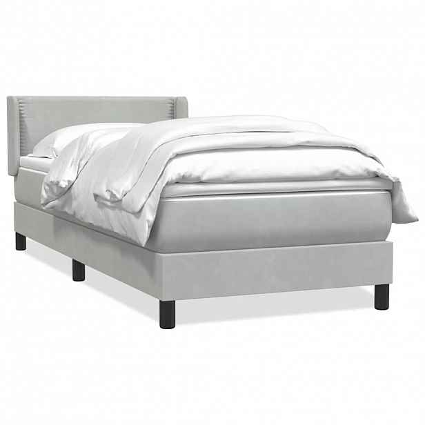 vidaXL Box spring postel s matrací světle šedá 80x220 cm samet